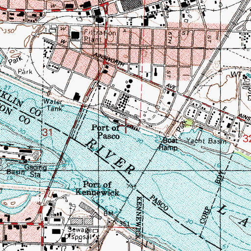 Topographic Map of Port of Pasco, WA