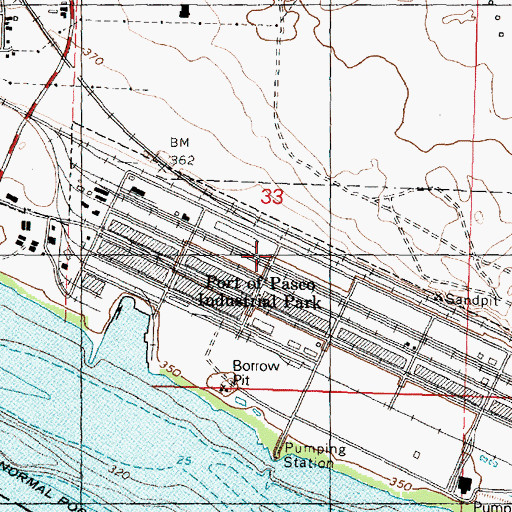 Topographic Map of Port of Pasco Industrial Park, WA
