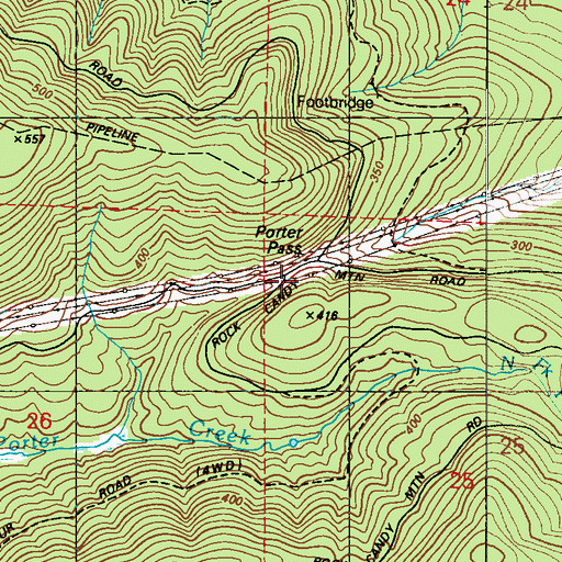 Topographic Map of Porter Pass, WA