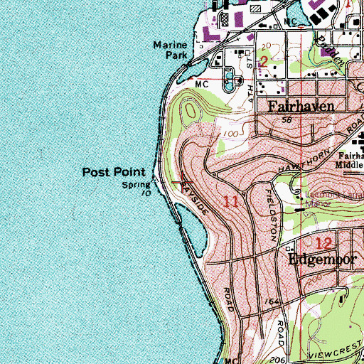 Topographic Map of Post Point, WA