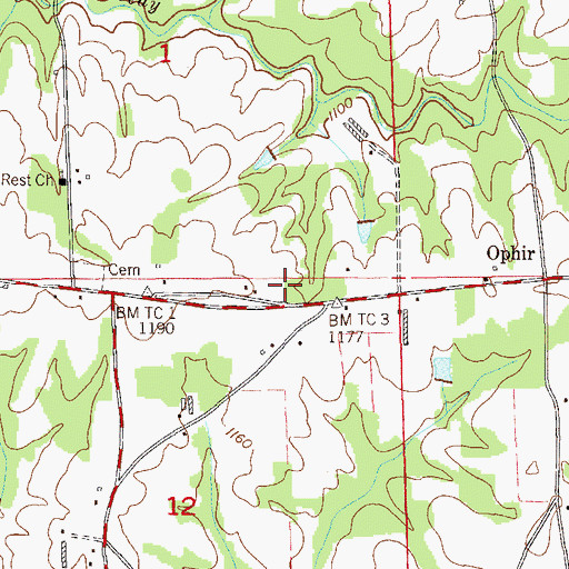 Topographic Map of Davis Chapel (historical), AL