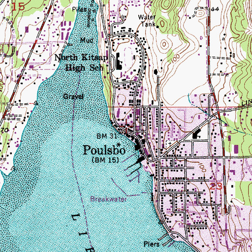 Topographic Map of Poulsbo, WA