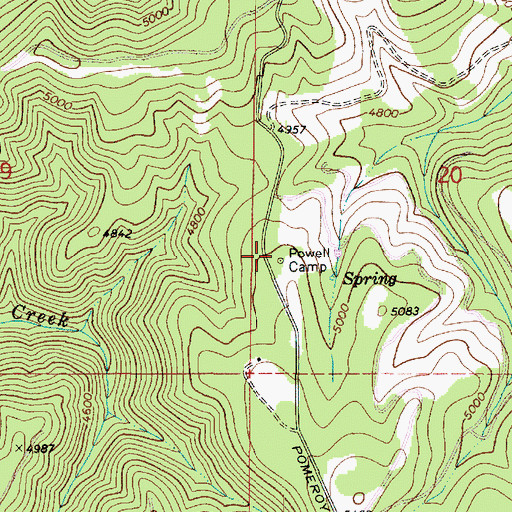 Topographic Map of Powell Camp, WA