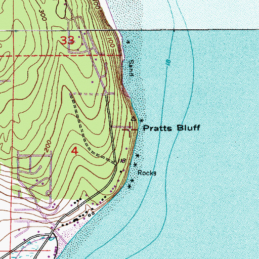 Topographic Map of Pratts Bluff, WA