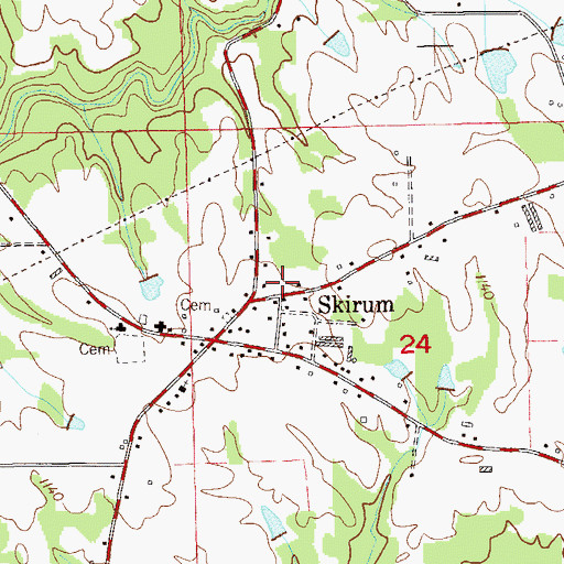 Topographic Map of Skirum Junior High School (historical), AL