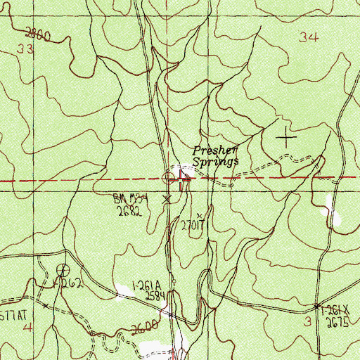Topographic Map of Presher Springs, WA