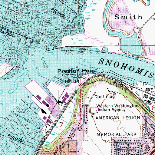 Topographic Map of Preston Point, WA