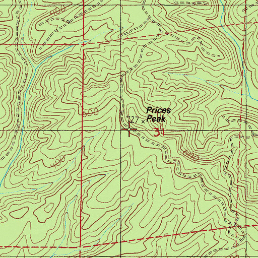 Topographic Map of Prices Peak, WA