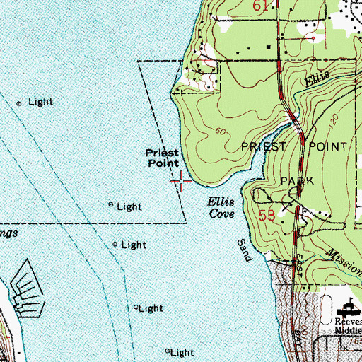 Topographic Map of Priest Point, WA