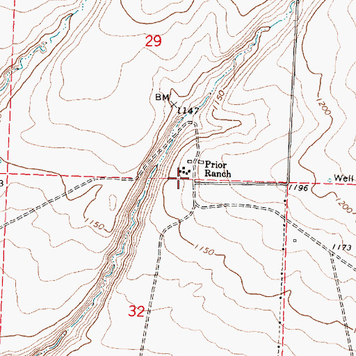 Topographic Map of Prior Ranch, WA
