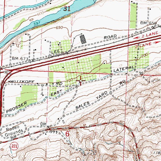 Topographic Map of Prosser East Lateral, WA