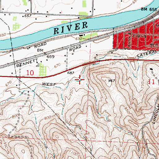 Topographic Map of Prosser West Lateral, WA
