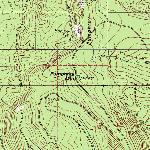 Topographic Map of Pumphrey Mountain, WA