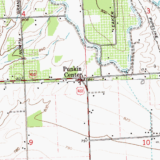 Topographic Map of Punkin Center, WA