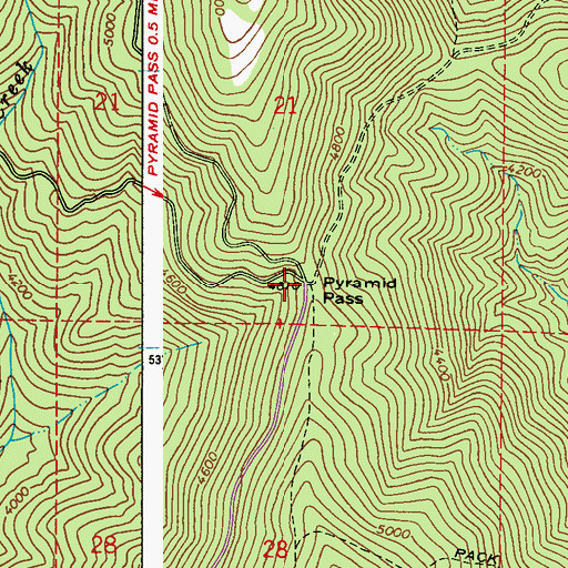 Topographic Map of Pyramid Pass, WA