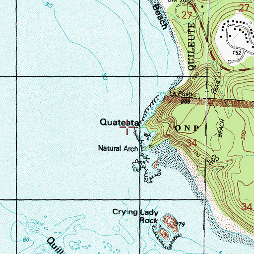 Topographic Map of Quateata, WA