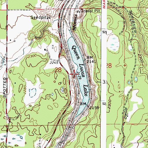 Topographic Map of Queen Lucas Lake, WA