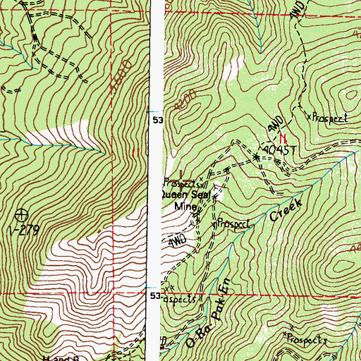 Topographic Map of Queen Seal Mine, WA
