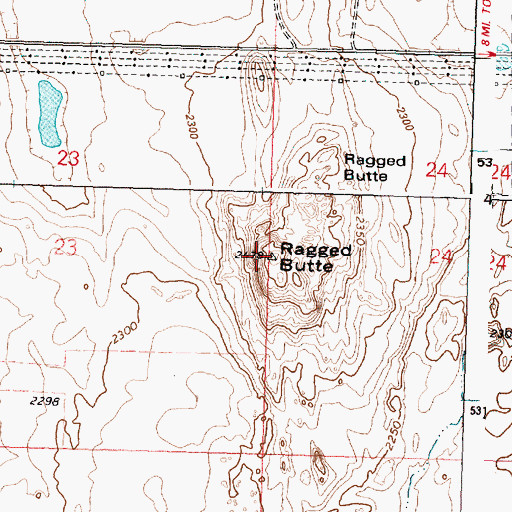 Topographic Map of Ragged Butte, WA