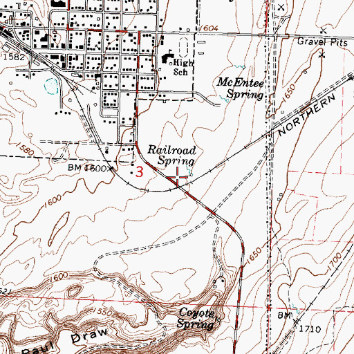 Topographic Map of Railroad Spring, WA
