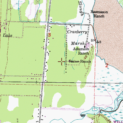 Topographic Map of Raine Ranch, WA