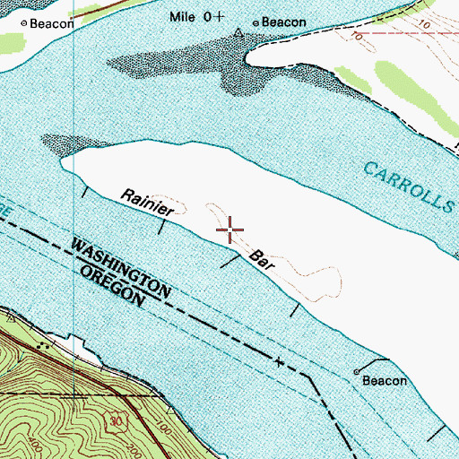Topographic Map of Rainier Bar, WA