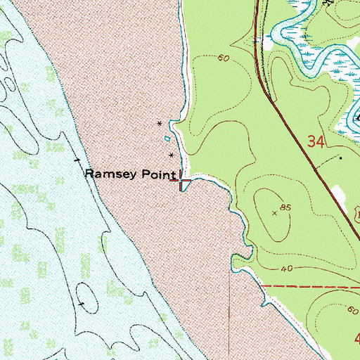 Topographic Map of Ramsey Point, WA