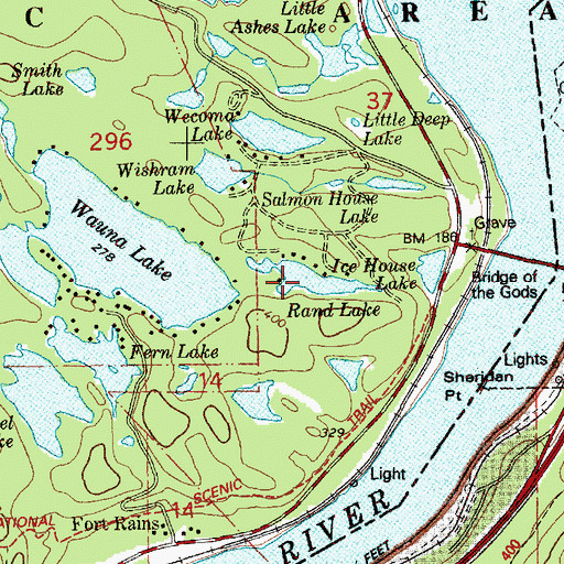 Topographic Map of Rand Lake, WA