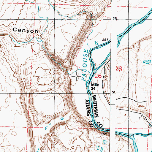Topographic Map of Rattlesnake Canyon, WA