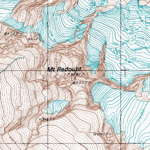 Topographic Map of Mount Redoubt, WA