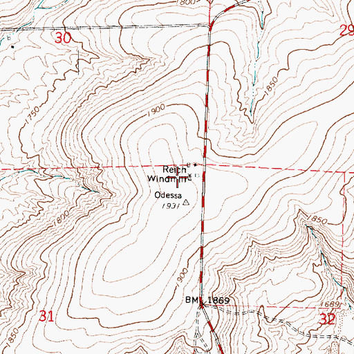 Topographic Map of Reich Windmill, WA
