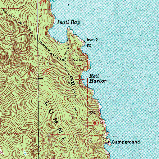 Topographic Map of Reil Harbor, WA