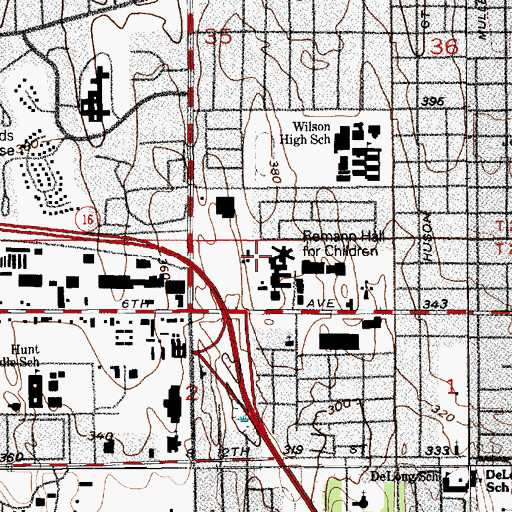 Topographic Map of Remann Hall for Children, WA