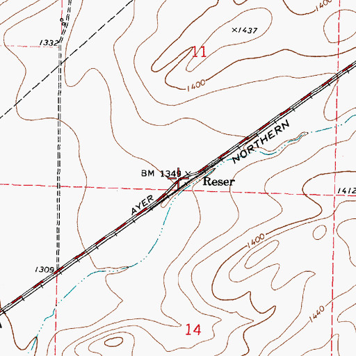 Topographic Map of Reser, WA