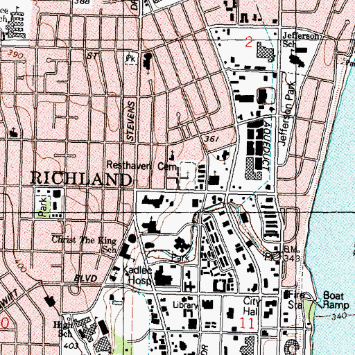 Topographic Map of Resthaven Cemetery, WA