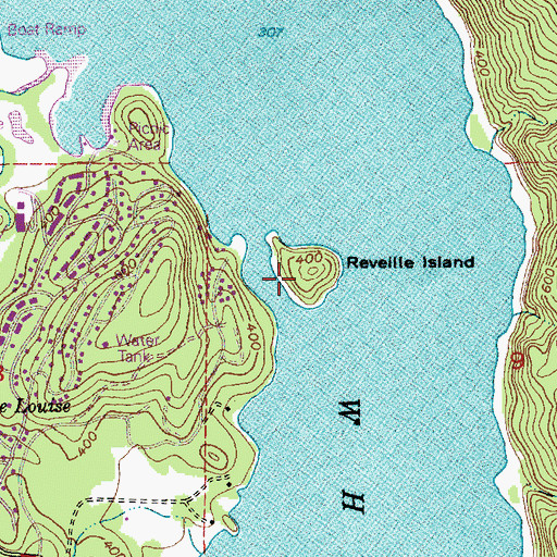 Topographic Map of Reveille Island, WA