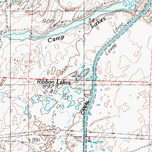 Topographic Map of Ribbon Lakes, WA