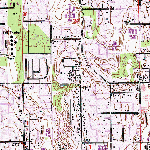 Topographic Map of Rich Whitman School, WA