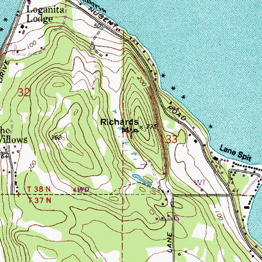 Topographic Map of Richards Mountain, WA