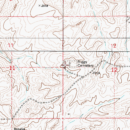 Topographic Map of Riggs Cemetery, WA