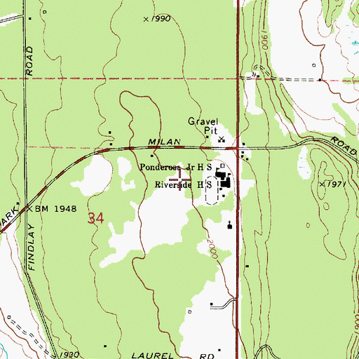 Topographic Map of Riverside High School, WA
