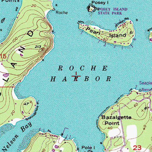 Topographic Map of Roche Harbor, WA