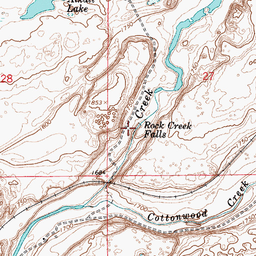 Topographic Map of Rock Creek Falls, WA