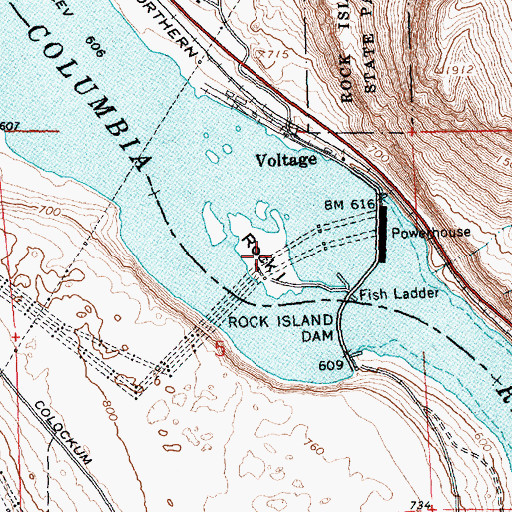 Topographic Map of Rock Island, WA
