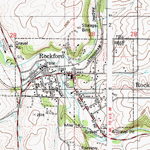 Topographic Map of Rockford, WA