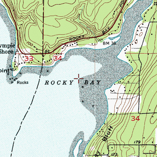 Topographic Map of Rocky Bay, WA