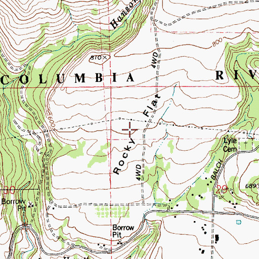 Topographic Map of Rocky Flat, WA
