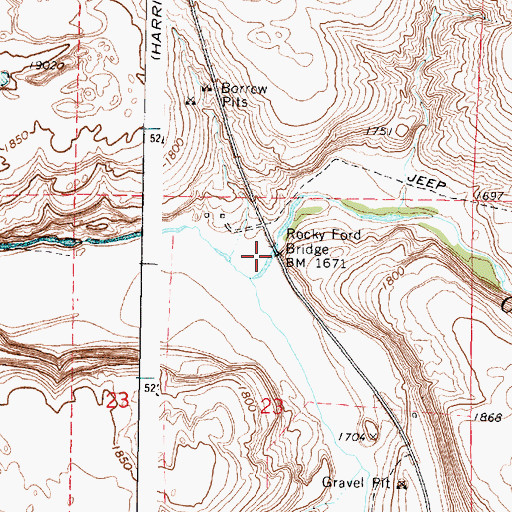 Topographic Map of Rocky Ford Bridge, WA