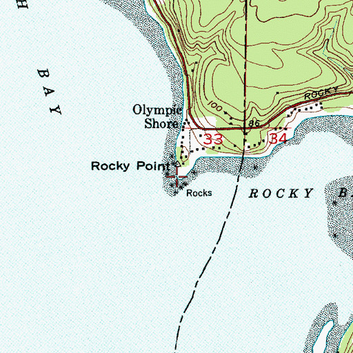 Topographic Map of Rocky Point, WA