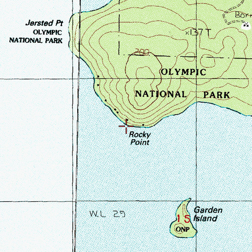Topographic Map of Rocky Point, WA